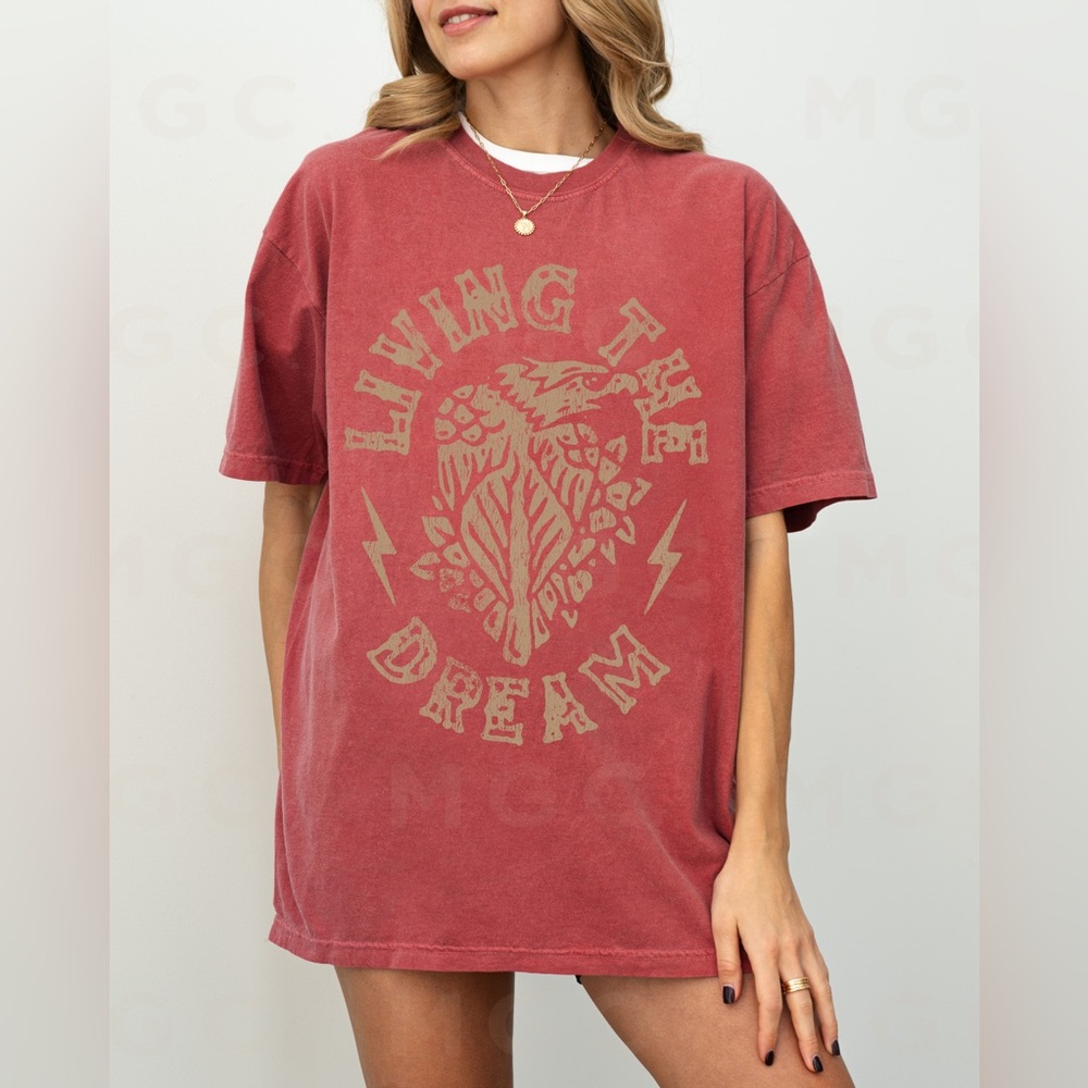 🚨 CLOSEOUT 🚨 Comfort Colors Living The Dream Eagle Distressed Graphic Tee Shirt - Picture 6 of 10